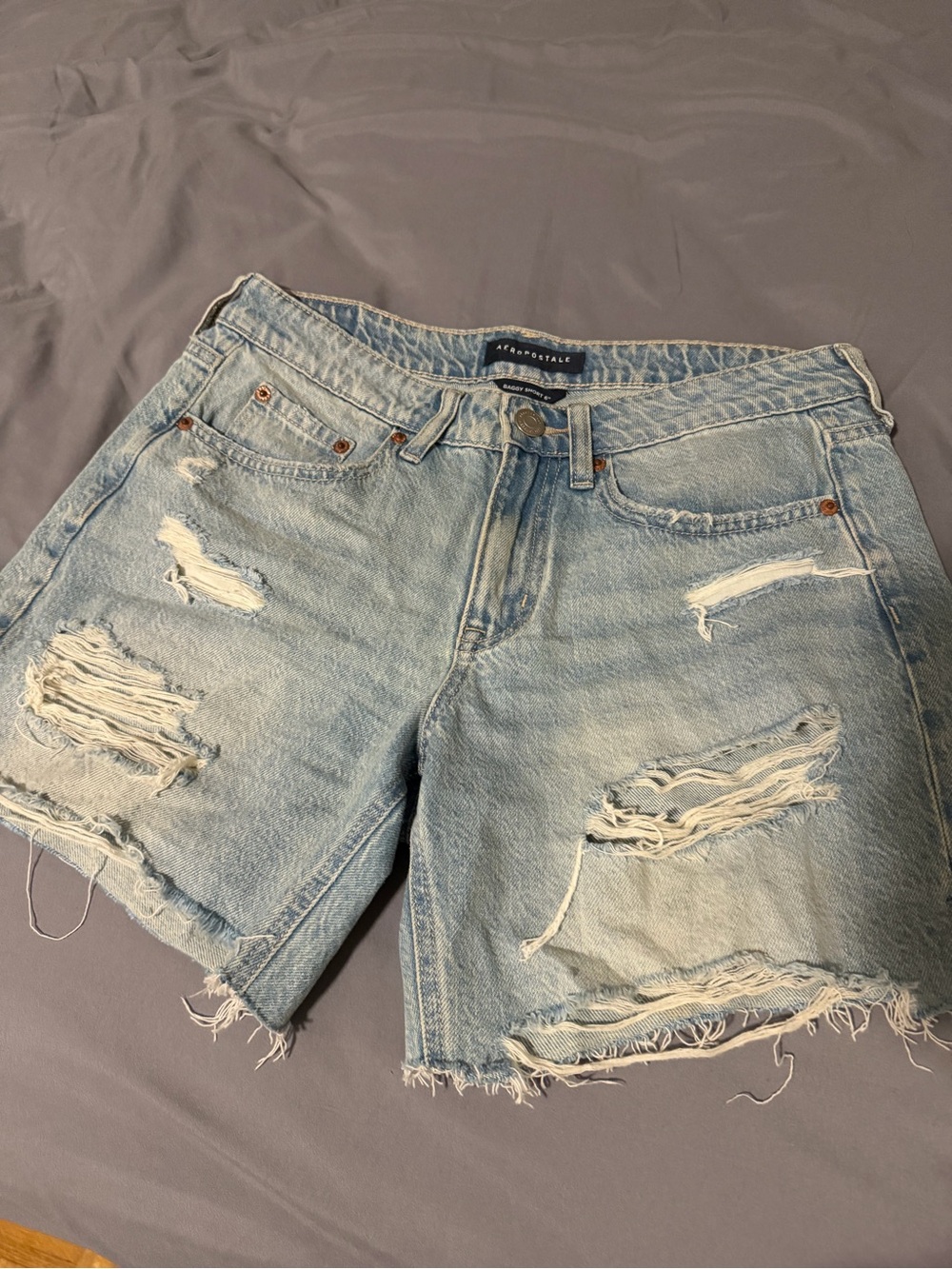 Aeropostale Light Blue Ripped Denim Men's Shorts